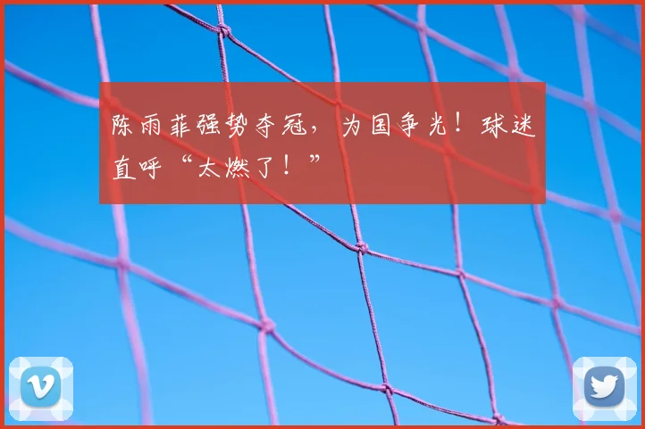 陈雨菲强势夺冠,为国争光!球迷直呼“太燃了!”